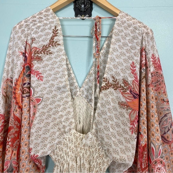 Misa Los Angeles Paisley Floral‎ Boho Dress Emala  V Neckline Vacation Sz Small - Picture 8 of 13